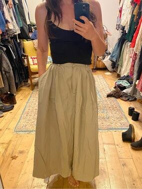 VTG Ralph Lauren Beige Tan Full Skirt Maxi Midi safari cotton pockets XS